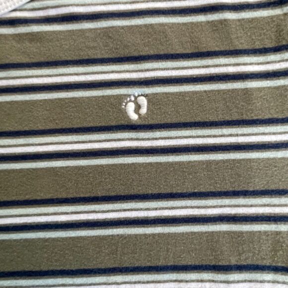 Hang Ten Women's Large Green 100% Cotton Striped S/S T-Shirt Surfing Retro Lg - Picture 2 of 8